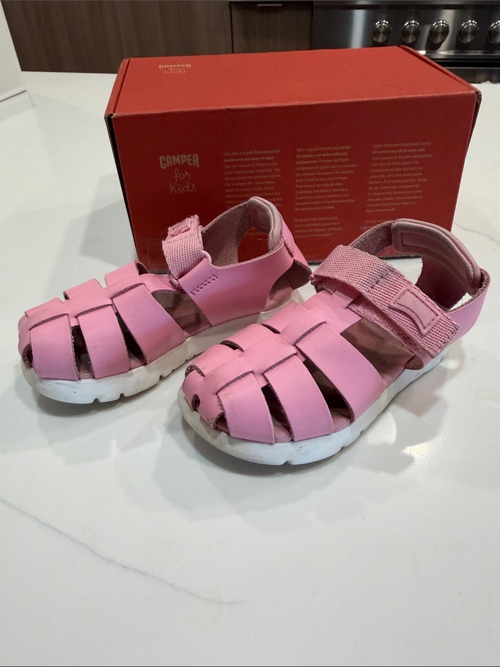 Camper Kids Pink Closed-Toe Fisherman Sandals